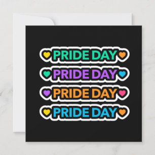 Tarjeta Día del orgullo. LGTB+Orgullo. Corazón arcoiris.