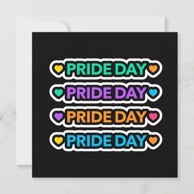 Tarjeta Día del orgullo. LGTB+Orgullo. Corazón arcoiris. (Anverso)