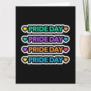 Tarjeta Día del orgullo. LGTB+Orgullo. Corazón arcoiris.