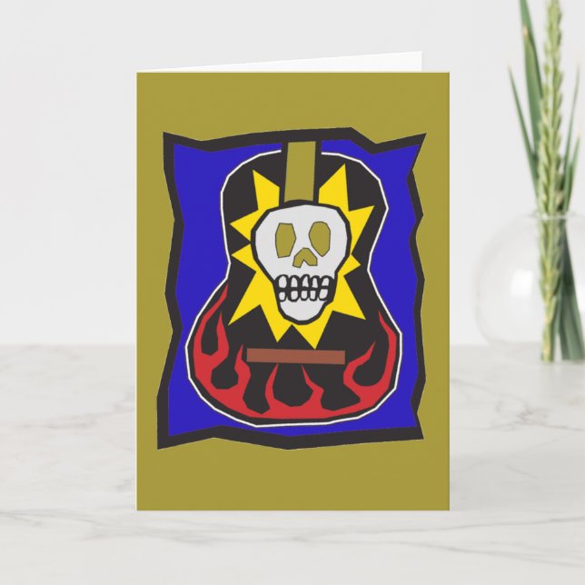 Tarjeta Día del oro muerto w/Blue de la guitarra del (Anverso)
