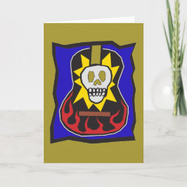 Tarjeta Día del oro muerto w/Blue de la guitarra del