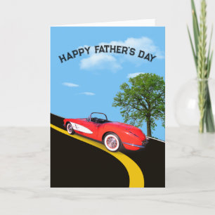 Tarjeta Día del Padre 1960 Corvette rojo y blanco