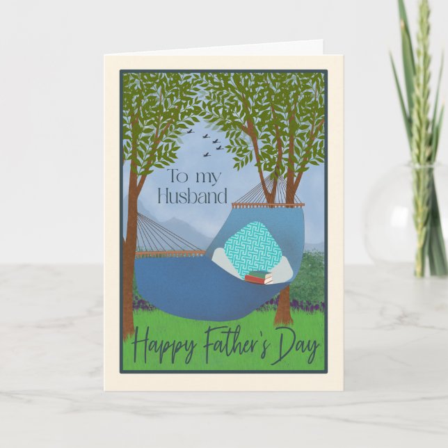 Tarjeta Día del Padre a la Hamaca de Mi Esposo (Anverso)