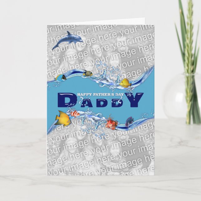 Tarjeta Día del Padre bajo el mar AGREGAR SUS PROPIAS FOTO (Anverso)