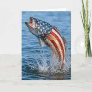 Tarjeta Día del Padre Bandera de Estados Unidos Pez