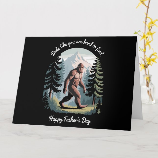Tarjeta Día del Padre Bigfoot Sasquatch Papá Divertido (flor amarilla)