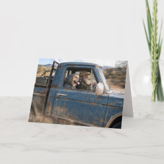 Tarjeta Día del Padre Camioneta Azul Vieja