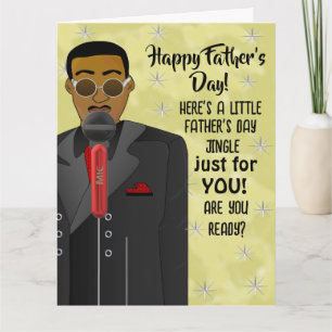 Tarjeta Día del Padre cantando jingle de padre afroamerica