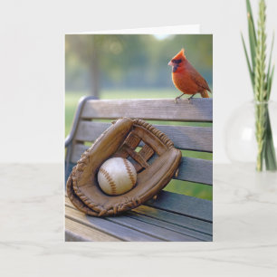 Tarjeta Día del Padre Cardenal con una Pelota de Béisbol e