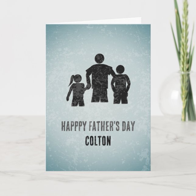 Tarjeta Día del padre - como un padre - Familia con su nom (Anverso)