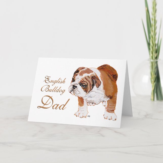 Tarjeta Día del Padre con Bulldog Inglés (Anverso)