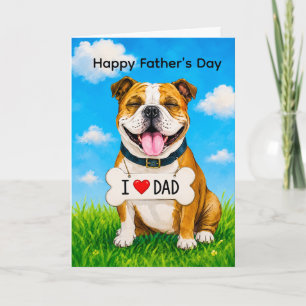 TARJETA  DIA DEL PADRE CON BULLDOG INGLÉS ADORABLE 