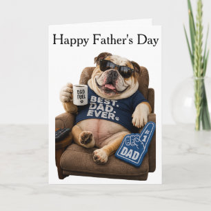 TARJETA DÍA DEL PADRE CON BULLDOG INGLÉS DIVERTIDO 