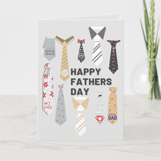 Tarjeta Día del Padre con Corbatas Dispersas (Anverso)