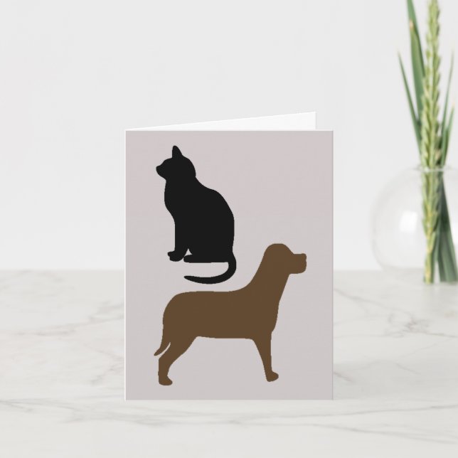 Tarjeta Día del padre con gato y perro (Anverso)
