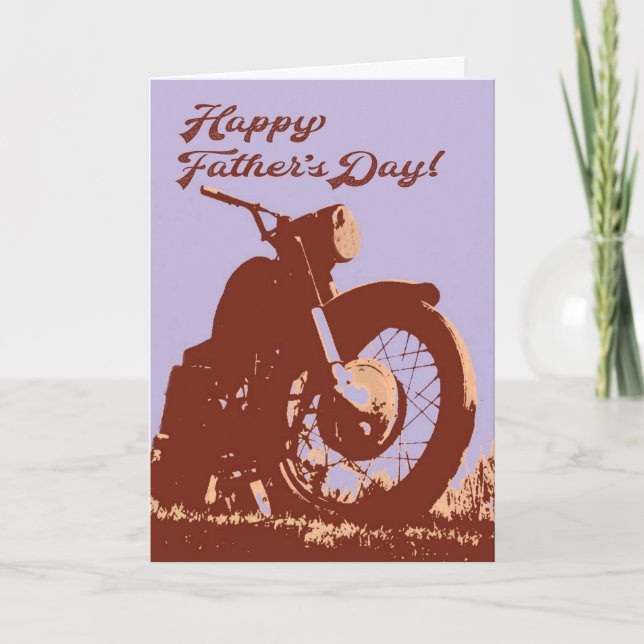 Tarjeta Día del padre con moto de arte pop para papá motoc (Anverso)