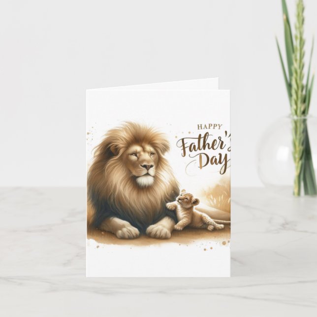 Tarjeta Día del Padre con tema de león (Anverso)