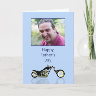 Tarjeta Día del padre con una foto y una motocicleta