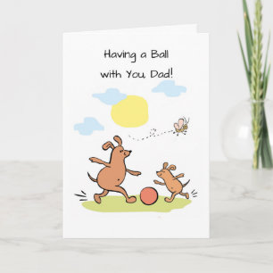 Tarjeta Día del Padre Cute papá y caricatura de perros