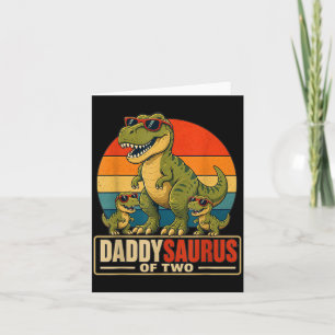 Tarjeta Día del Padre Daddysaurus Papá de Dos Familia de D