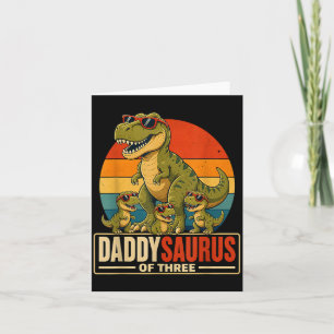 Tarjeta Día del Padre Daddysaurus Papá de Tres Dinosaurio