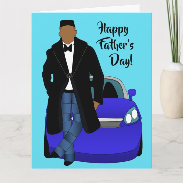 Tarjeta Día del Padre de Abrigos Negros de Papá Estadounid (Anverso)