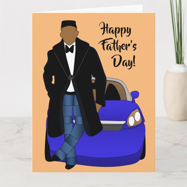 Tarjeta Día del Padre de Abrigos Negros de Papá Estadounid (Anverso)