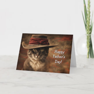 Tarjeta Día del Padre de gato divertido y lindo país 