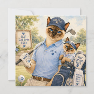 Tarjeta Día del Padre de golf para amantes de gatos papá g