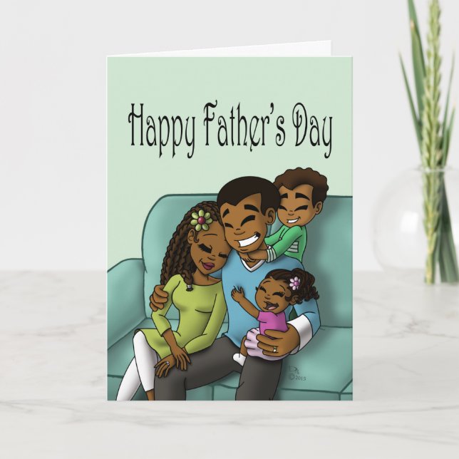 Tarjeta Día del Padre de la Familia Negra (Anverso)