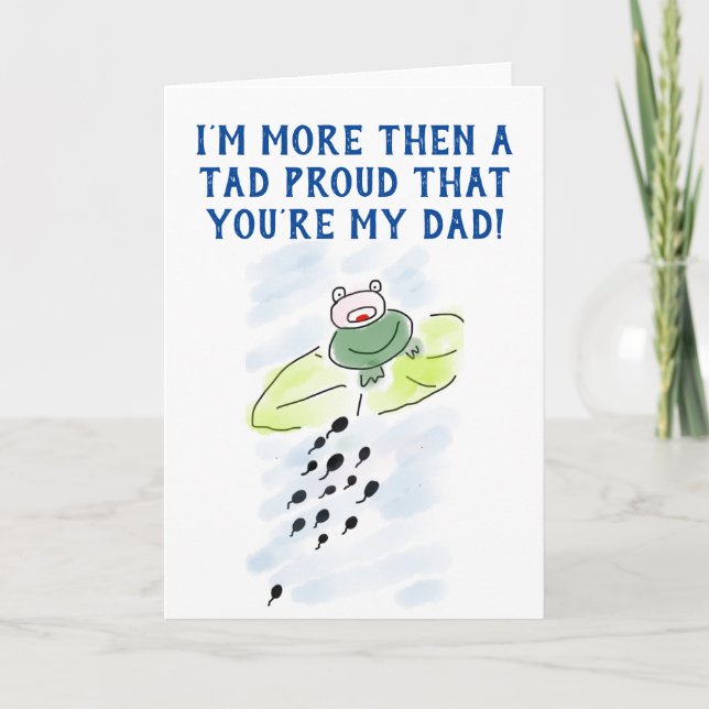 Tarjeta Día del padre de la hija menor Tadpole Frog Cute (Anverso)