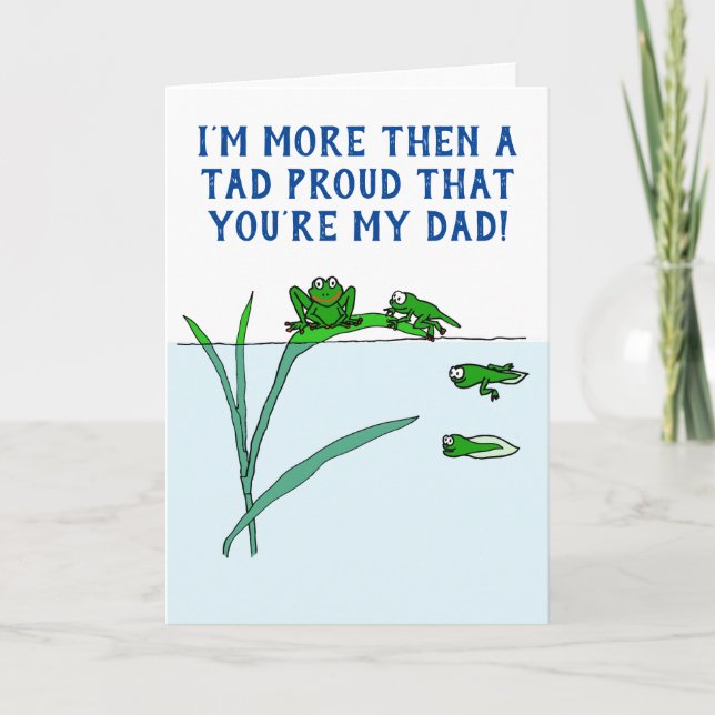 Tarjeta Día del padre de la hija menor Tadpole Frog Cute (Anverso)