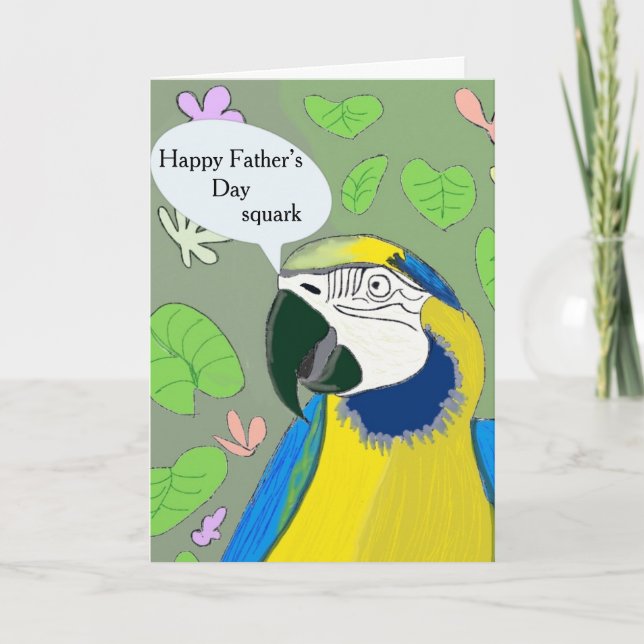 Tarjeta Día del Padre de Loro Editable (Anverso)