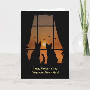 Tarjeta Día del padre de los gatos en la ventana para los