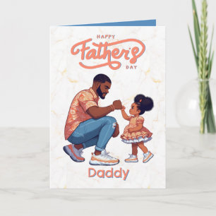 Tarjeta Día del Padre de lujo para padre negro e hija