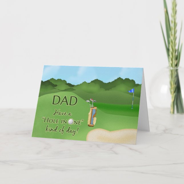 Tarjeta Día del padre del golf para papá - Agujero en uno (Anverso)