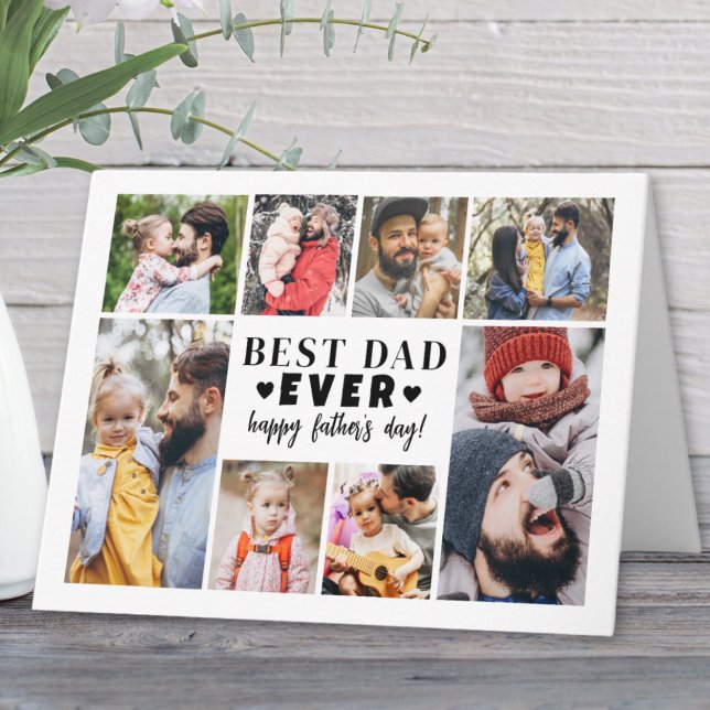 Tarjeta Día del Padre del Mejor Papá Nunca Collage de foto (Best Dad Ever Photo Collage Father's Day Card)