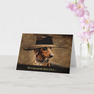 Tarjeta Día del padre del perro cute Dachshund con Cowboy