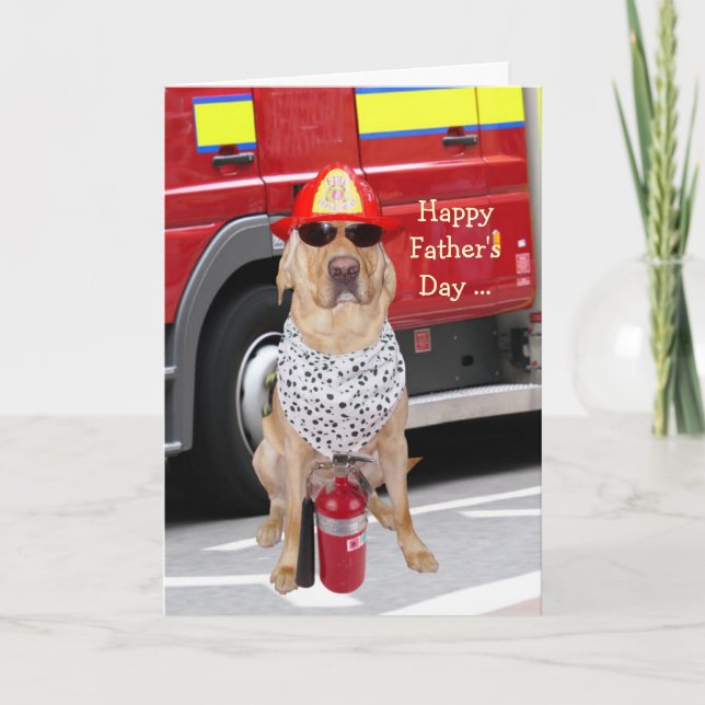 Tarjeta Día del padre del perro para bombero (Anverso)