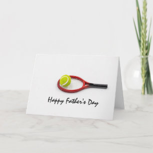 Tarjeta Día del padre del tenis con pelota y raqueta en bl