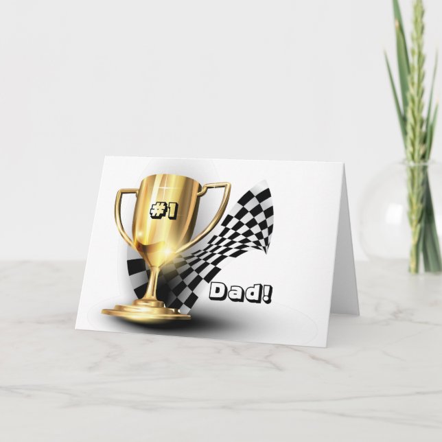 Tarjeta Día del Padre del Trofeo de Oro NUmber One Dad (Anverso)