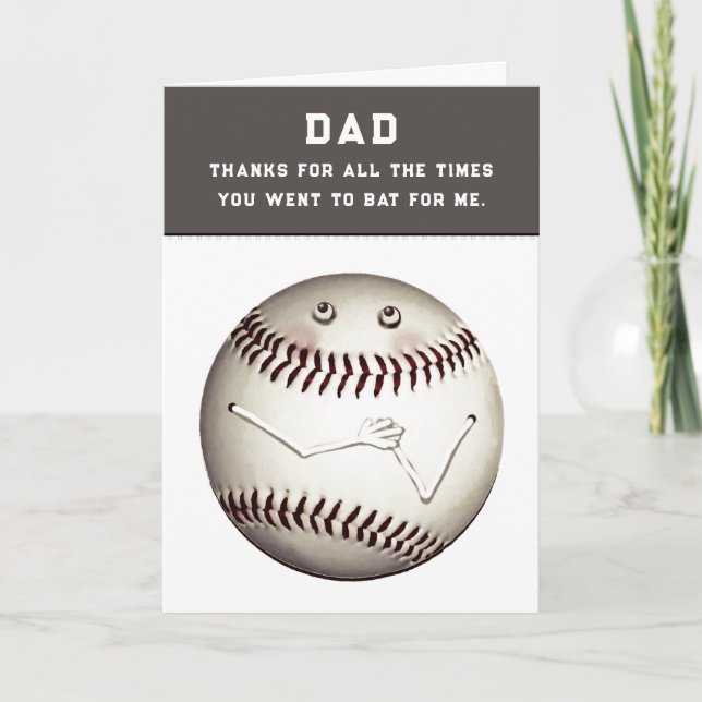 Tarjeta Día del Padre Divertido Béisbol (Anverso)