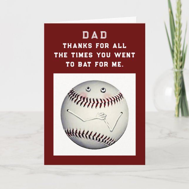 Tarjeta Día del Padre Divertido Béisbol (Anverso)