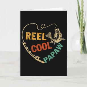 Tarjeta Día del Padre Divertido Carrete de Pescar Antiguo 