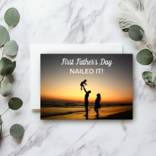 Tarjeta Día del Padre Divertido Primera Silueta de Puesta