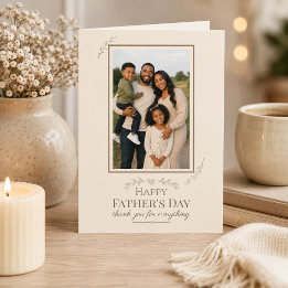 Tarjeta Día del Padre Elegante Botánico Beige Neutro