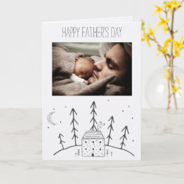 Tarjeta Día del Padre en la Luna de Cabina Forestal con fo