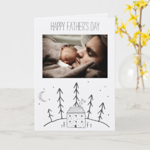 Tarjeta Día del Padre en la Luna de Cabina Forestal con fo