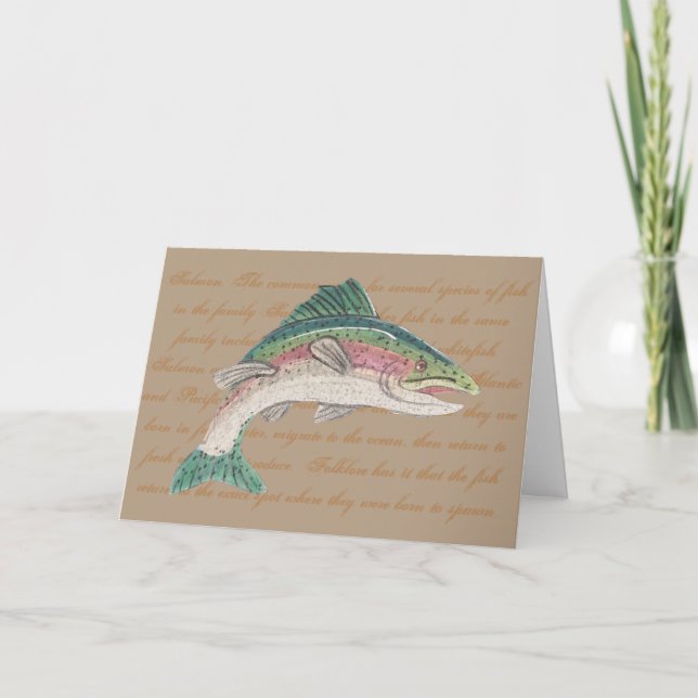 Tarjeta Día del padre en la pesca de trucha de salmón (Anverso)
