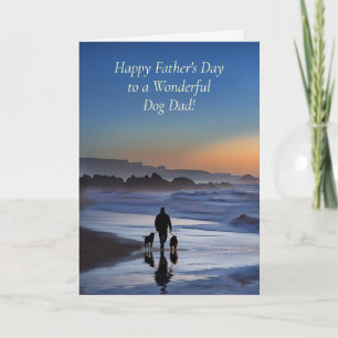 Tarjeta Día del Padre en la Playa con Perros Atardecer Pap